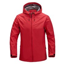 SWSMCLT Men's Jackets Full Zip Hooded Outdoor Rain Jacket Windbreaker Lightweight Waterproof Fall Wind Track Windproof Techwear Active Red X-Large