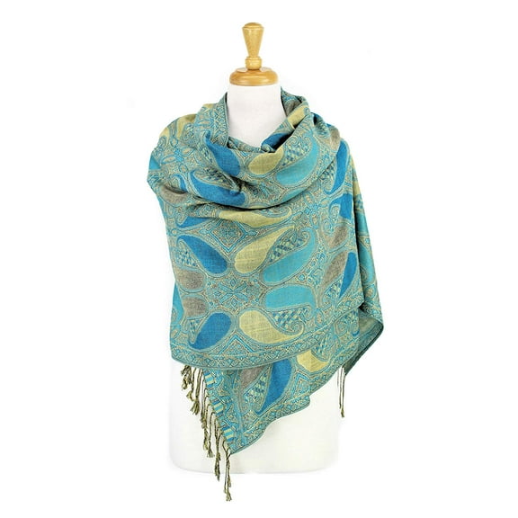 Paisley Pattern Tow Layered Woven Pashmina Shawl Scarf Wrap Stole