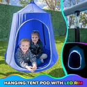 Sportspower Shooting Star Metal Swing Set with LED Swings, 5ft Slide , Bonus Anchor Kit, Great for Kids Aged 3-8