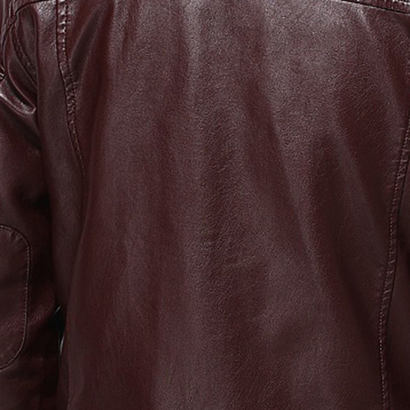 Bazeneo Jackets for Men Zip Up Leather Jacket Stand Collar Faux Leather Jacket Long Sleeve Windproof Biker Jackets Plain Colour Slim Fit Outwear Mens Warm Pu Tops with Pockets
