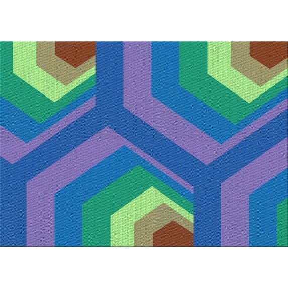 Ahgly Company Indoor Rectangle Patterned Royal Blue Area Rugs, 2' x 5'