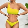 thumbnail image 2 of Penkiiy Women's Ribbed Bikini Sets One Shoulder Top with Mid Waist Two Piece Bathing Suit L Yellow, 2 of 4
