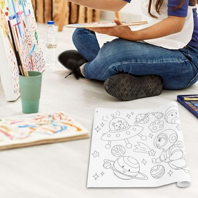 Drawing Paper Roll for Children Painting Color Filling Paper Art Paper Roll  for Imagination Group Activities , Outer Space 