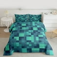 thumbnail image 2 of jejeloiu Cartoon Gamepad Gamer Queen Comforter Set,Pixel Miner Game Bedding Sets,Blue Plaid Grid Bedding Comforter Set For Teens,Breathable Home Decor Reversible,3pcs, 2 of 8