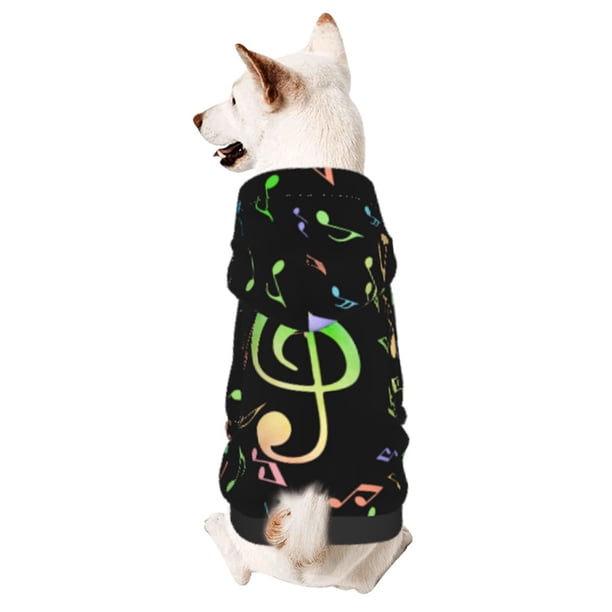 Balery Music Notes Sudadera con Capucha para Perros Pequeños – Ropa para Mascotas, Disfraz para Perros y Gatos, Ideal para Fiestas y Cosplay-Large
