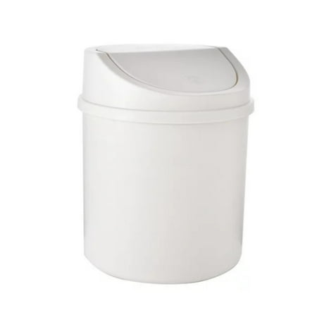 Cylindrical Desktop Waste Bin Mini Plastic Trash Can for Work Desk Living Room Nook Office Setup and Daily Use by Cosmug White