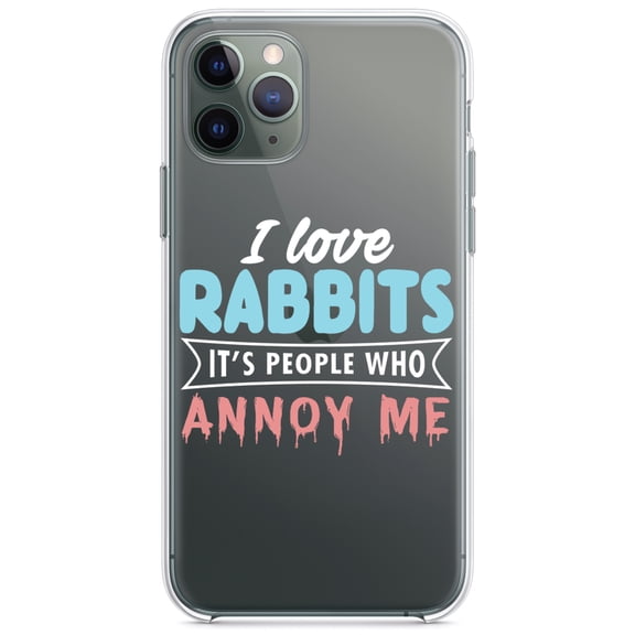 DistinctInk Clear Shockproof Hybrid Case for iPhone 11 Pro (5.8" Screen) - TPU Bumper Acrylic Back Tempered Glass Screen Protector - Love Rabbits - People Annoy Me