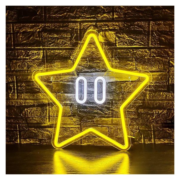Letrero De Neón Con Estrella Regulable Para Sala De Juegos, Habitación De Juegos O Dormitorio Infantil 32x33.5cm