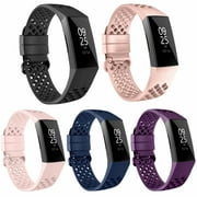For Fitbit Charge 3 Band & Charge 3 SE & Charge 4 Breathable Air-hole Silicone Sport Replacement Band lightweight Strap Adjustable Size FOR Fitbit Fitness Activity Tracker