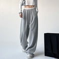 thumbnail image 4 of Gibobby pantalones de maternidad mujer Pantalones deportivos elásticos con cordón de colores variados, pantalones casuales de cintura para mujer, pantalones sueltos de cintura alta (Gris, XL), 4 of 5