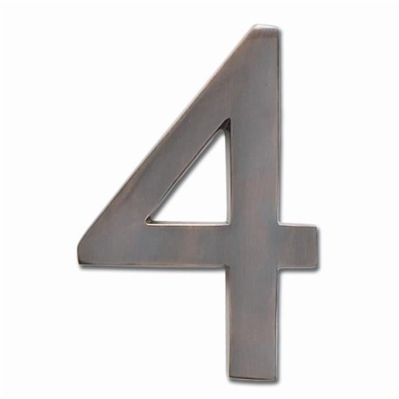 Architectural Mailboxes 3582DC Number 4 Solid Cast Brass 4 inch Floating House Number Dark Aged Copper - 4in.