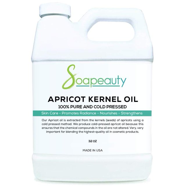Soapeauty ACEITE DE ALBARICOQUE Prensado en frío puro aceite de albaricoque natural para la piel, cara, cabello, portador para aceites esenciales, masaje | 32 onzas