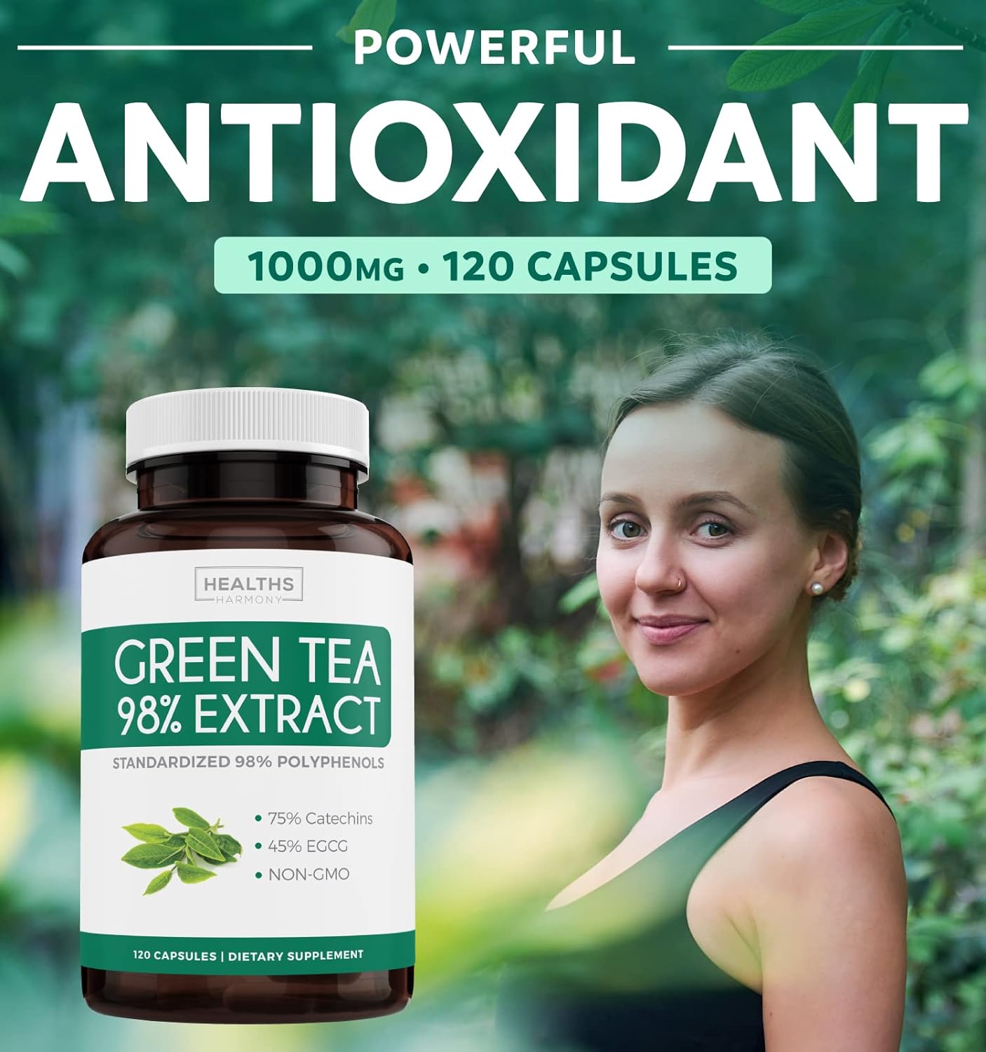 Green Tea Extract Capsules 98% with EGCG - 120 Count (Non-GMO) for ...