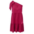 thumbnail image 6 of KOMOO Women Ruffle Mini Dress Sleeveless Off Shoulder Bow Tie Loose Dress A-Line Swing Dress, 6 of 8
