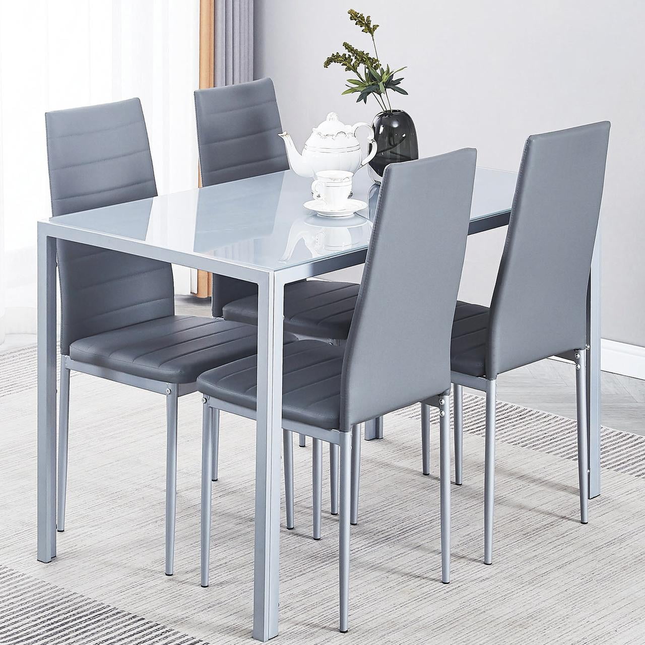Dining Table Set for 4, ROZHOME 5 Piece Kitchen Table and Chairs with