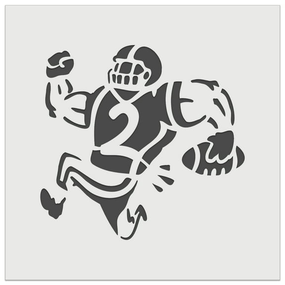 Cartoon American Football Player Running with Ball DIY Cookie Wall Craft Stencil - 5.5 Inch