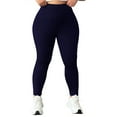 thumbnail image 5 of Soft Clouds Fleece Leggings for Women Casual Warm Winter Solid Pants Thermal Tights High Waist Yoga Pants Navy S, 5 of 8