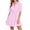 Pink, variant on Ohufall Mini Dress for Women Striped Turndown Collar Dresses Short Sleeve Lace-up Fashion Casual Dress