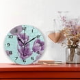 thumbnail image 2 of Dreamtimes Purple Flower Wall Clock, 10 Inch Silent Non Ticking Round Clock Oil Painting Clock Easy to Read Clock for Living Room Bedroom Bathroom Home Decor, 2 of 7