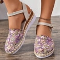 thumbnail image 4 of Norvail Closed Toe Wedge Sandals for Women Boho Lace Espadrilles Ankle Strap Buckle, Summer Beach Wedding Vacation Dress Shoes, 4 of 6