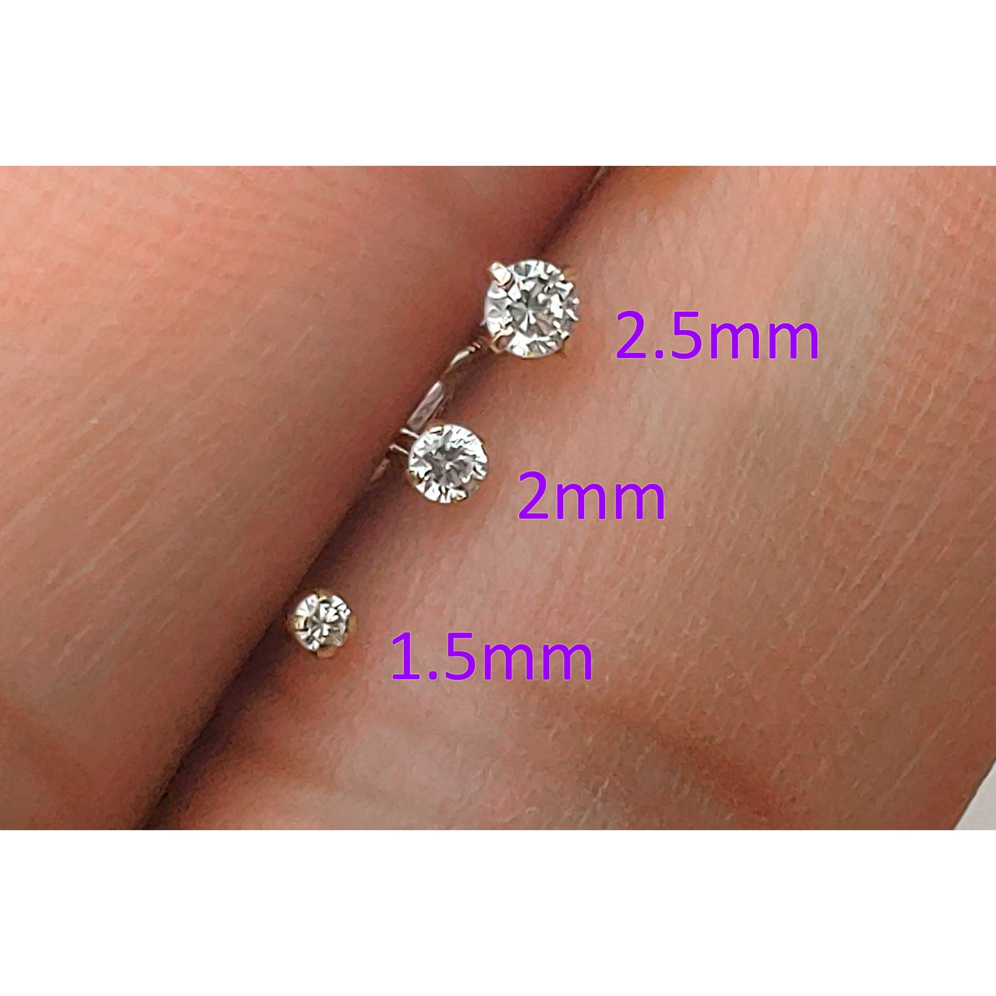 Solid 14Kt Gold Moissanite Stud Nose Ring 22G Nose Bone Stud Ball End Nose Ring April Birthstone Nose Stud NBYG MNT1.5 Walmart