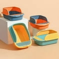 thumbnail image 6 of Semi Open , Heighten Detachable Design Portable Bedpan Tray Splashing Toilet for Sand Box Supplies Travel Small Animals Orange, 6 of 10