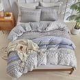 thumbnail image 4 of TEMOGU-Duvet Cover Queen, Soft Breathable Microfiber Queen Duevt Cover Set, 3 Pieces Comforter Queen Bedding Set with Zipper Closure, Corner Ties and 2 Pillowshams, Grey Striped, 4 of 4