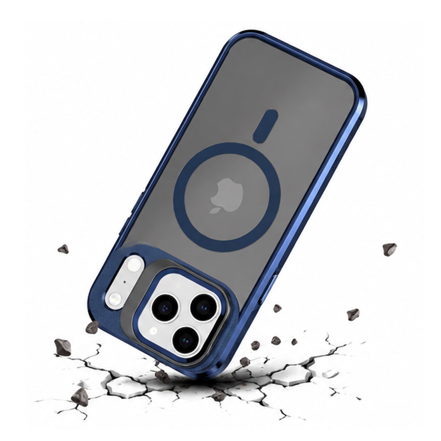 Slim Transparent Lens Stand Phone Case for iPhone 17 Pro Max - Navy Blue