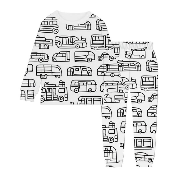 Toddler Color Me Pajamas Kid DIY Hand Painted Homewear Set Long Sleeve Top with Pajamas Pants Funny Cute Cartoon Print Cotton Pajamas to Color Kids White Pajamas for Boys 5-6 Years