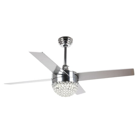 Parrot Uncle Crystal Ceiling Fan with Lights Remote Control Modern Reversible 4 Blades Chandelier Fan, Warm Lights,