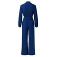 thumbnail image 7 of Riforla Women Casual Jumpsuits Loose Fit Belted Dressy Long Sleeve Crewneck Autumn Jumpsuit Long Wide Legs Formal Rompers Women's Jumpsuit Dark Blue M, 7 of 7