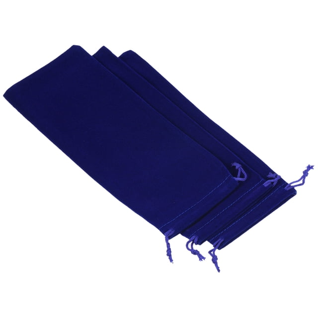 Unique Bargains 25x10cm Microfiber Pouch, 3Pcs Soft Storage Drawstring Gift Bag, Dark Blue