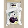 thumbnail image 1 of Panda Duvet Cover Set Twin Size, Watercolor Illustration of a Panda Eating Bamboo Leaves Animalistic Side View Pattern, Decorative 2 Piece Bedding Set with 1 Pillow Sham, Multicolor, by Ambesonne, 1 of 3