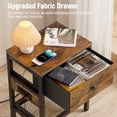 thumbnail image 2 of Behost Rustic Brown Nightstand with Charging Station, Side Table with Fabric Drawer, 3 Tiers End Table for Living Room, Bedroom, 2 of 8