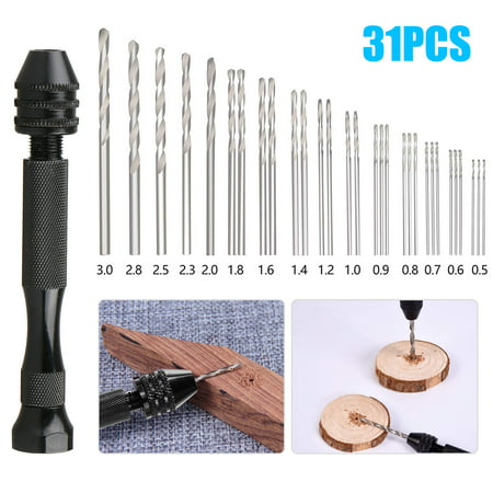 Pin Vise Hand Drill Bits(30PCS) EEEkit, Micro Mini Twist Drill Bits Set with Precision Hand Pin Vise Rotary Tools for Wood, Jewelry, Plastic etc (Best Wood For Hand Drill)