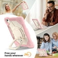 thumbnail image 5 of Dteck with Pencil Holder Case for iPad Air 13 inch 2025/2024,Heavy Duty Silicone Case 360 Degree Rotating Handle Stand Cover with Shoulder Strap for iPad Air 13-in. M3/M2,Pink+White, 5 of 9
