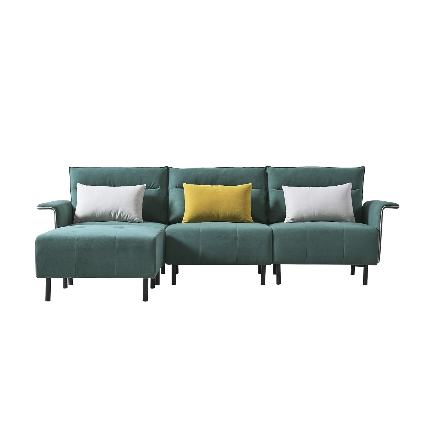 Resenkos Sofa for Room Sofa Chaise Sleeper Sofa for Small Living Room Spaces with Cushion Couch for Bedroom Mid-Century Modern Reversible Sectional Sofa, Green