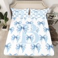 thumbnail image 2 of Feelyou Blue Princess Bowknot Twin Sheet Sets for Kids, Initial B Letter Twin Fitted Sheet, Watercolor Ribbon Flat Sheet, Luxury Bedroom Decor, 3-Piece, 2 of 7