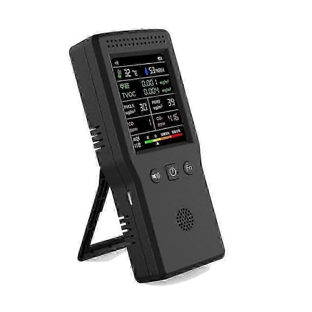 9 in 1 Air Quality Detector LCD Display PM2.5 PM10 HCHO TVOC CO CO2 Temperature Humidity Air Quality Monitor Black js