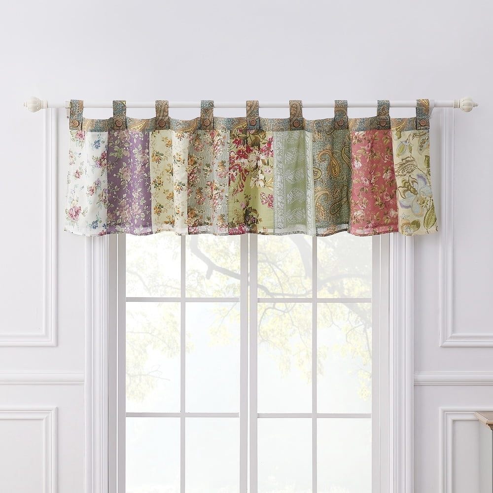 Greenland Home Fashions Blooming Prairie 100% Cotton Tab Top Rod Pocket Patchwork Window Valance, 84" W x 21" L