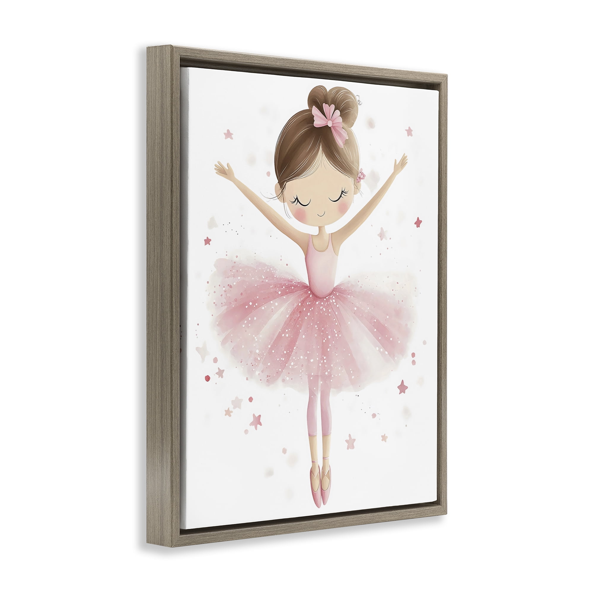 Stupell Industries Graceful Ballerina Pose Brown Framed Floater Canvas Wall Art, design by Creative Studio