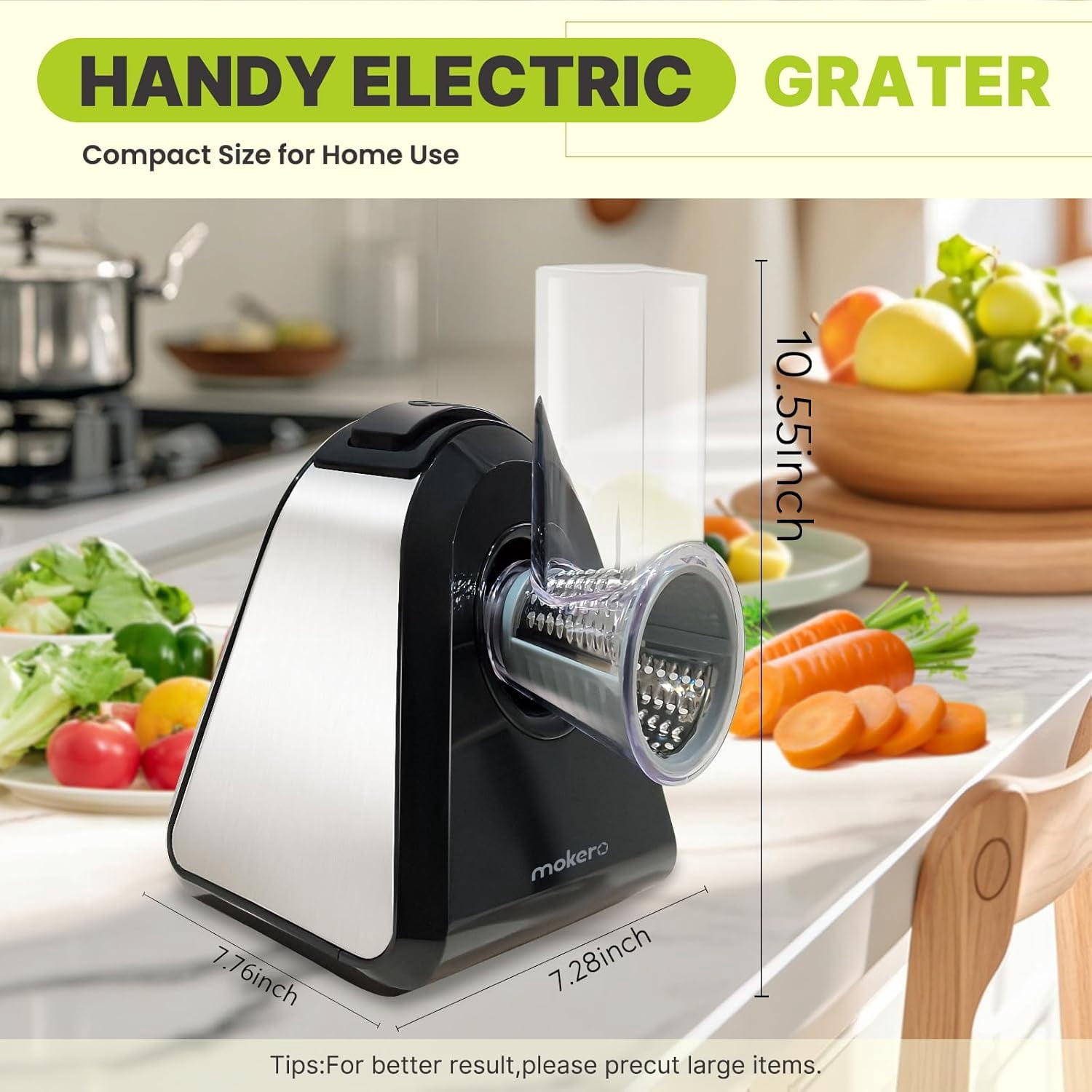 5-in-1 Electric Cheese Grater Automatic Shredder for Block Cheese & Vegetables
