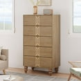 thumbnail image 2 of Modern Wooden 5 Drawer Dresser with Vintage Pattern Design, Tall Dresser for Closet, Chest Dresser with Deep Drawers for Bedroom, Living Room and Entryway, Black and White, 2 of 8