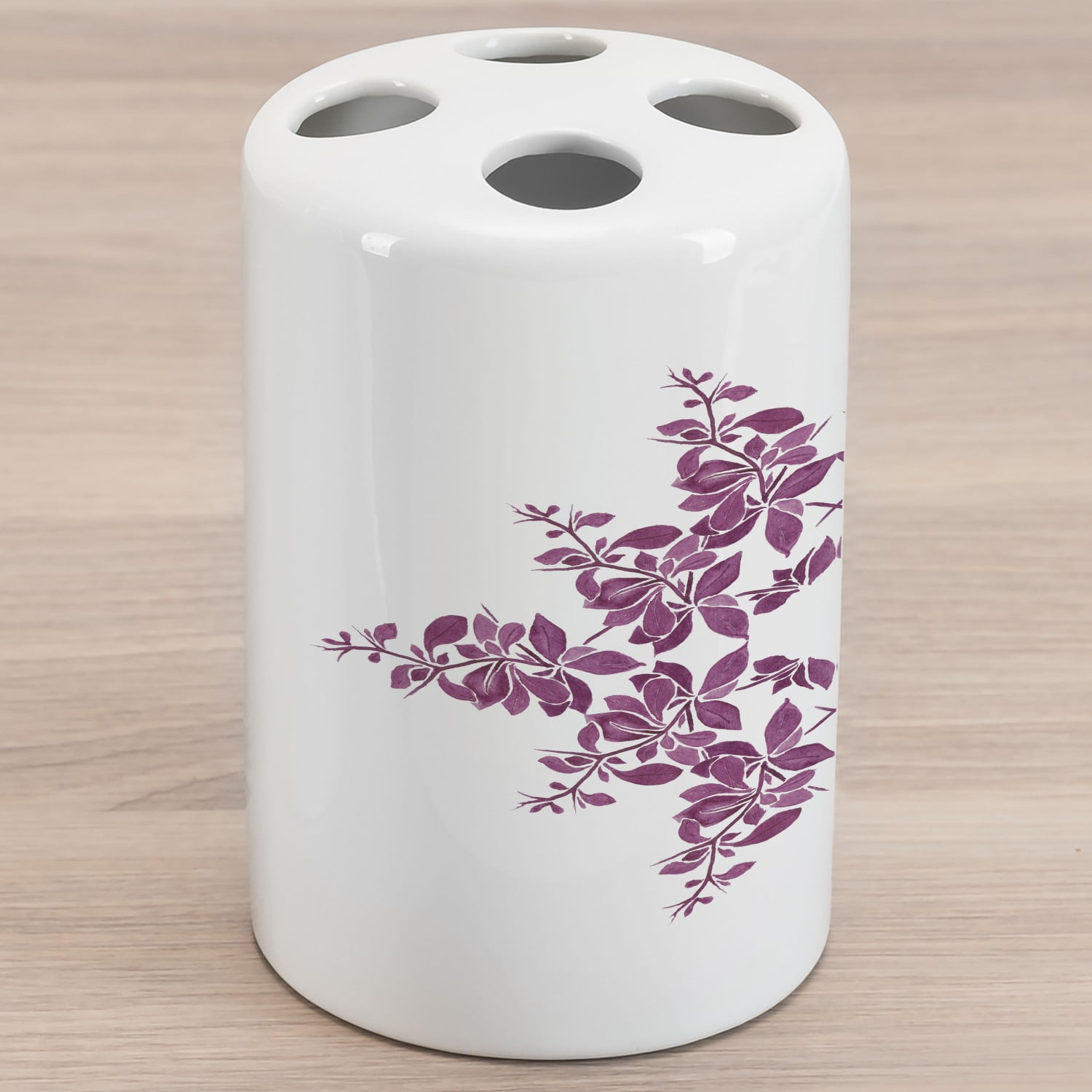 Purple Ceramic Toothbrush Holder, Autumn Vine Bridal Flower Bouquet