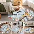 thumbnail image 5 of Round Rugs 3Ft, Easter Round Area Rug Washable Indoor Throw Carpet, Spring Farmhouse Bunny Flower Blue Wood Grain Small Non Slip Circle Rug for Bedroom Living Room Home Decor Aesthetic, 5 of 8