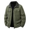 OHMZYZO Men's Corduroy Trucker Jackets Vintage Fleece Sherpa Lined Jacket Lapel Fall Zip Up Long Sleeve Thickened Winter Coats