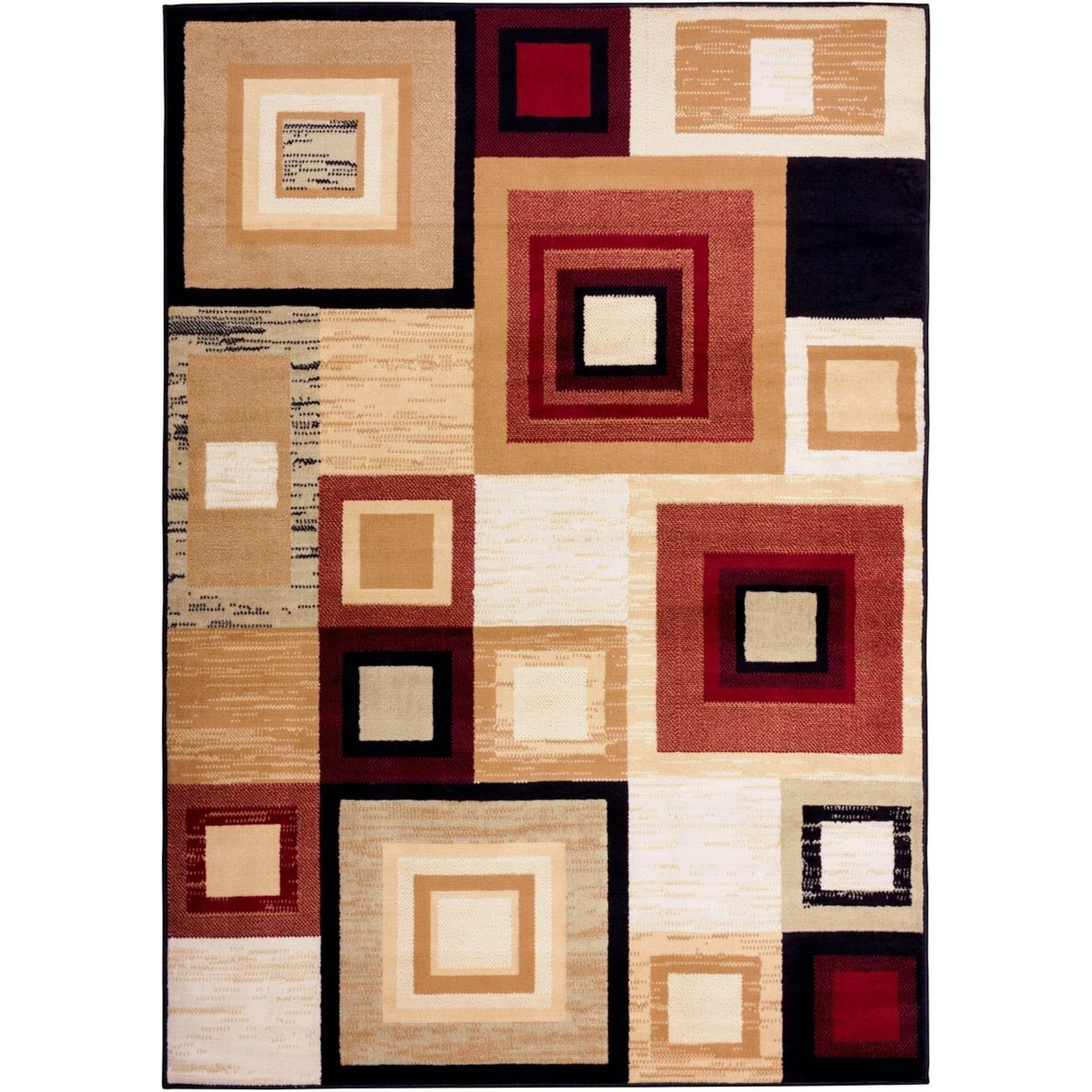 Well Woven Miami Sensation Squares Geometric Area Rug, Red