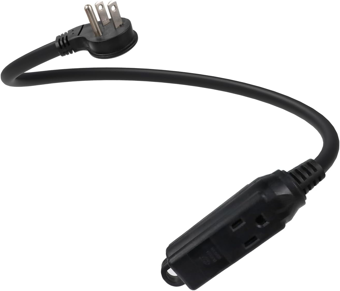 Low Profile 3 Ft Flat Plug Extension Cord - 16 AWG 3 Prong Grounded Cable with 3 Outlets, Perfect for Indoor Use, White