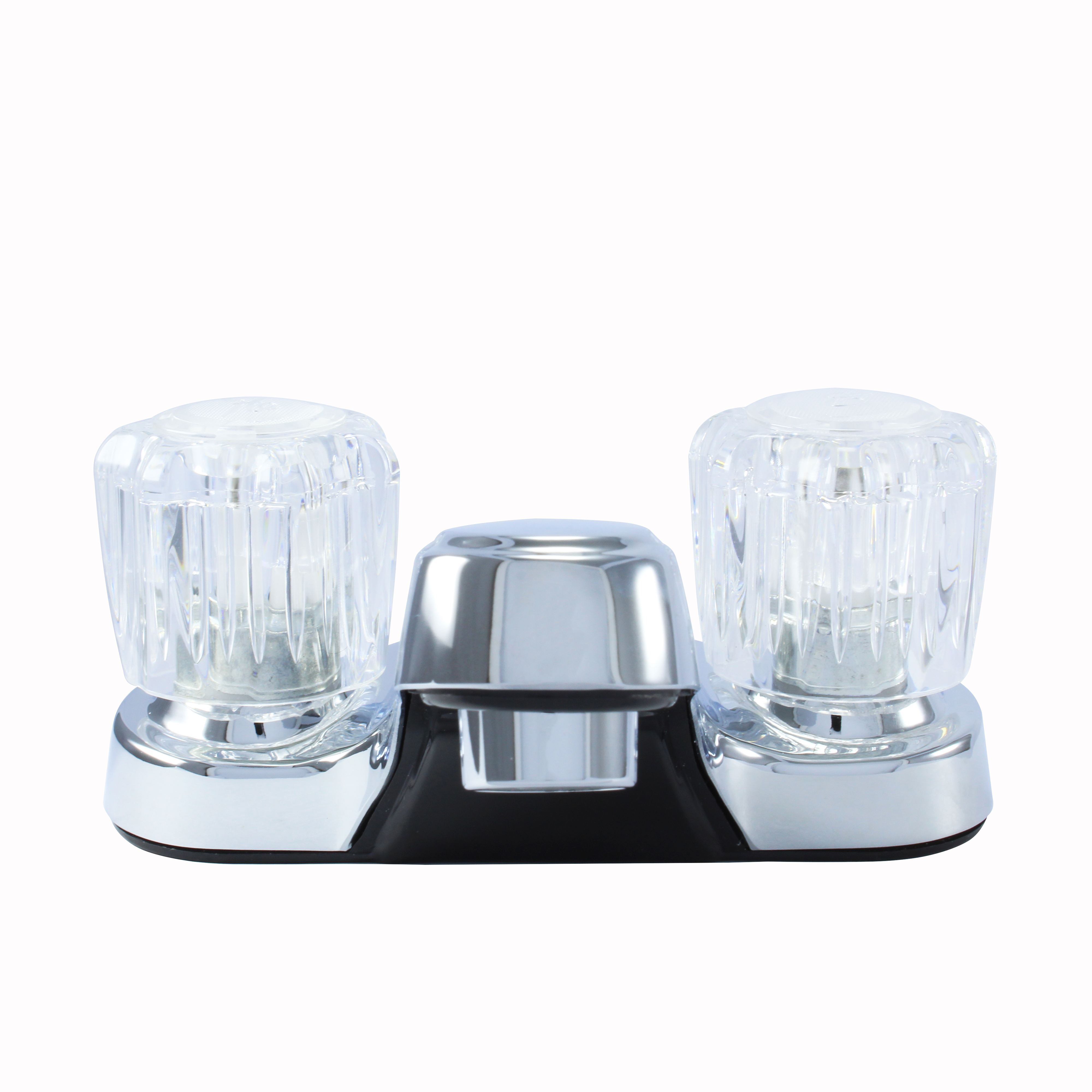 WMF-4224EUZ-CP - Hybrid Metal Deck Lavatory Bathroom Sink Faucet with Washerless Cart. Acrylic Double Handle