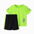 thumbnail image 2 of NIEWTR Kids Boys Summer Vacation Set 2 Piece Short Sleeve Lightweight Tee and Breathable Shorts Casual Outfit for Toddler Outdoor Fun(A-Light Green,10-11 Years), 2 of 5